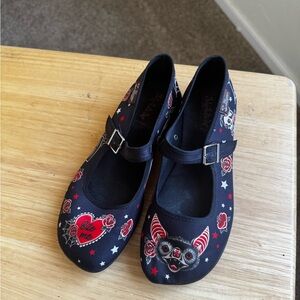 Hot Chocolate Design Mary Jane Flats with Red Heart & Vampire Design Size 7 EU37